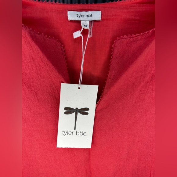 Women’s Tyler Böe NWT Pink Cotton Split Neck Midi Tunic Long Sleeve Dress XS - Picture 3 of 4